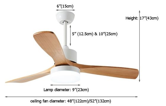 metal de 110V 220VDC 35W e luz de madeira do fã de teto para a sala de visitas