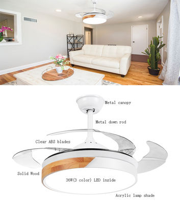 fã de teto retrátil de 42inch 220v Crystal Ceiling Fan Hidden Blade com luz