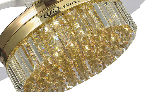 Luz retrátil do fã de teto do diodo emissor de luz 36W de Crystal Lampshade Silent com lâminas de dobramento