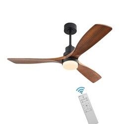 O ventilador de refrigeração moderno do ar da sala de visitas das lâminas de madeira de 220VDC 65W 3 com luz sente livre ao contato