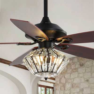 controlo a distância de Matt Black Ceiling Fan With da lâmina do metal de 120V 52Inch 5 para a sala de visitas interna