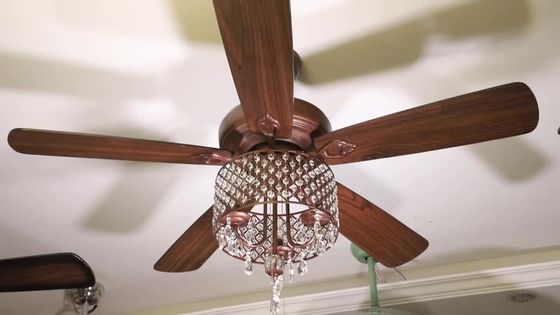 fã de teto do escritório de 4100K 3600LM Crystal Flush Mount Ceiling Fan com a corrente de tração clara