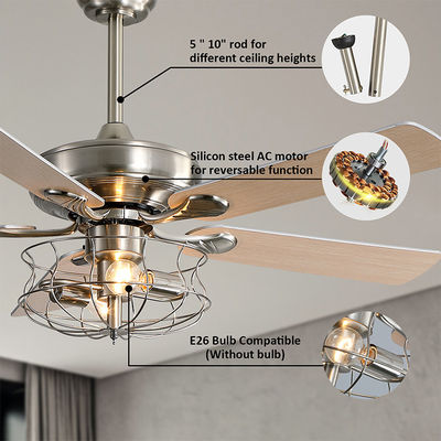 Matte Brown moderno 120V 60w estilo de Crystal Ceiling Fan Light European de 52 polegadas