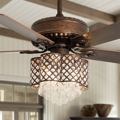 sala moderna de controle remoto de 52Inch 120V Crystal Ceiling Lamp In Dining