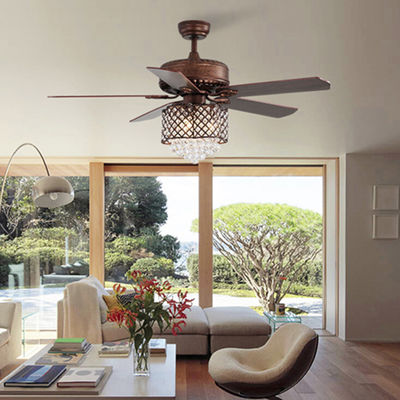 sala moderna de controle remoto de 52Inch 120V Crystal Ceiling Lamp In Dining
