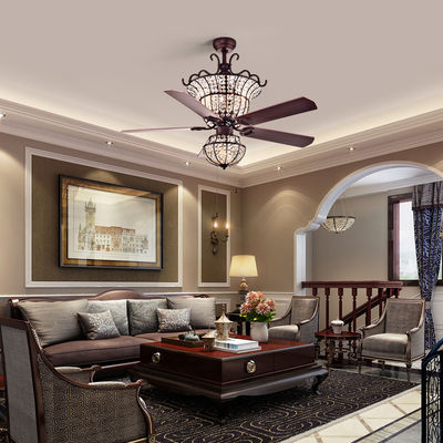 6000LM 48 sala de visitas luxuosa de Crystal Ceiling Fan Light For do candelabro da polegada 1220MM