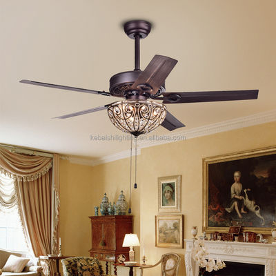 Candelabro decorativo Crystal Ceiling Fan Light do hotel 4100K 3600LM 5 lâminas do ferro