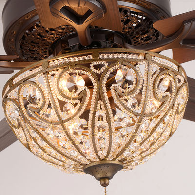 Candelabro decorativo Crystal Ceiling Fan Light do hotel 4100K 3600LM 5 lâminas do ferro