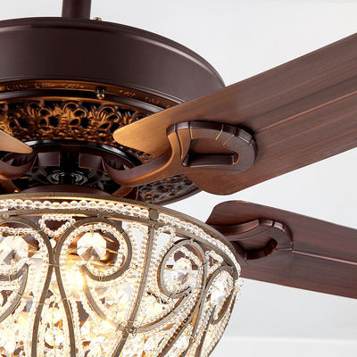 Candelabro decorativo Crystal Ceiling Fan Light do hotel 4100K 3600LM 5 lâminas do ferro