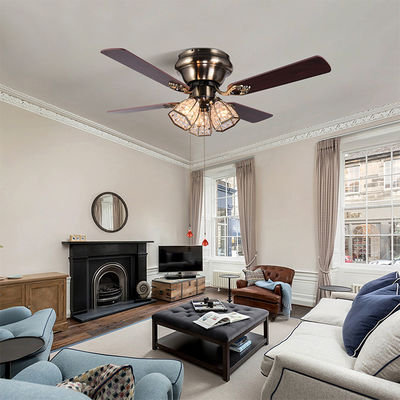 Lâminas de bronze de Crystal Led Ceiling Fan 100lm/w 48inch 4 da antiguidade minimalista do estilo