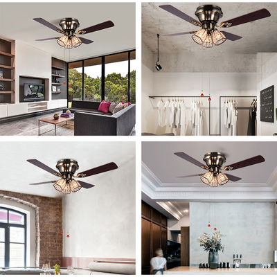 Lâminas de bronze de Crystal Led Ceiling Fan 100lm/w 48inch 4 da antiguidade minimalista do estilo