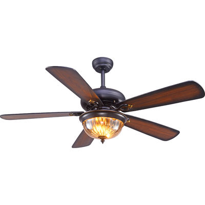 Westing abriga o preto 110AC Crystal Ceiling Fan Light de 52cm 5 lâminas 3 abajures