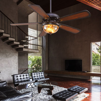 Westing abriga o preto 110AC Crystal Ceiling Fan Light de 52cm 5 lâminas 3 abajures