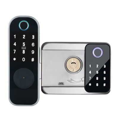 Fechamento tomado partido dobro da impressão digital de Ttlock Tuya APP para o preto da prata da porta do ferro