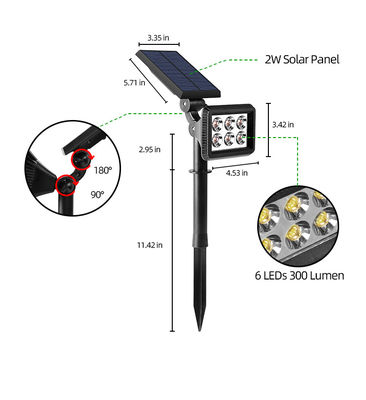 Luz solar da paisagem do diodo emissor de luz de IP65 3.7V 2200MAH 300 luzes solares do trajeto do lúmen