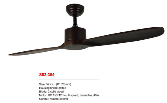 52&quot; luz de controle remoto do fã de teto do café do motor da C.C. do poder 220v da madeira maciça