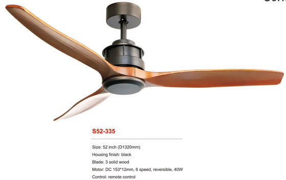 O fã de teto de madeira moderno interno ilumina o motor da C.C. de Matt Black Dimmable de 3 lâminas da madeira compensada