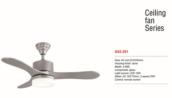 O controlo a distância de prata da cor do fã de teto do diodo emissor de luz de um Dimmable de 42 polegadas suspendeu montado