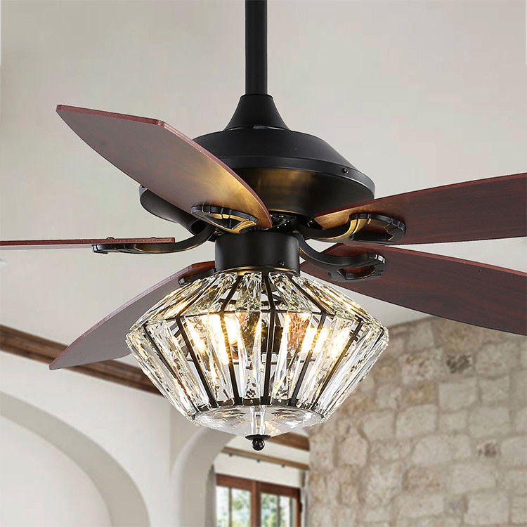 controlo a distância de Matt Black Ceiling Fan With da lâmina do metal de 120V 52Inch 5 para a sala de visitas interna