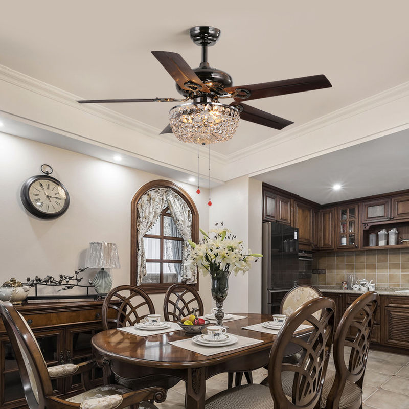 fã de teto do escritório de 4100K 3600LM Crystal Flush Mount Ceiling Fan com a corrente de tração clara