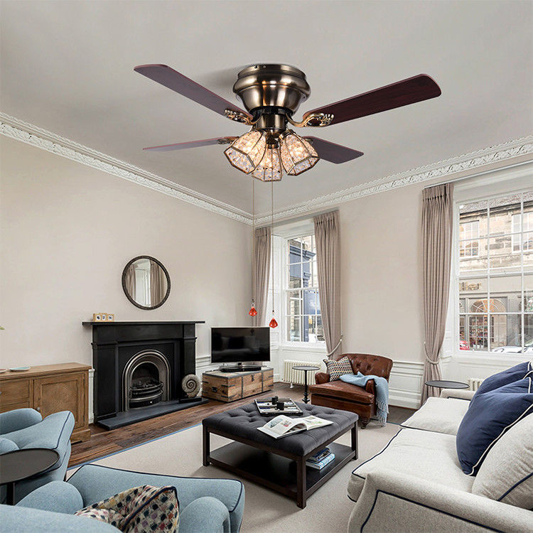 Lâminas de bronze de Crystal Led Ceiling Fan 100lm/w 48inch 4 da antiguidade minimalista do estilo