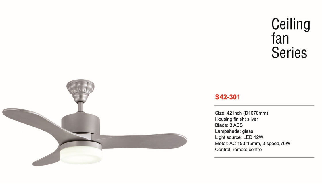 O controlo a distância de prata da cor do fã de teto do diodo emissor de luz de um Dimmable de 42 polegadas suspendeu montado