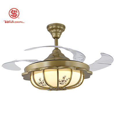 4 luz retrátil moderna invisível acrílica 220v do fã de teto das lâminas 5250lm