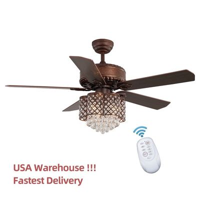 sala moderna de controle remoto de 52Inch 120V Crystal Ceiling Lamp In Dining