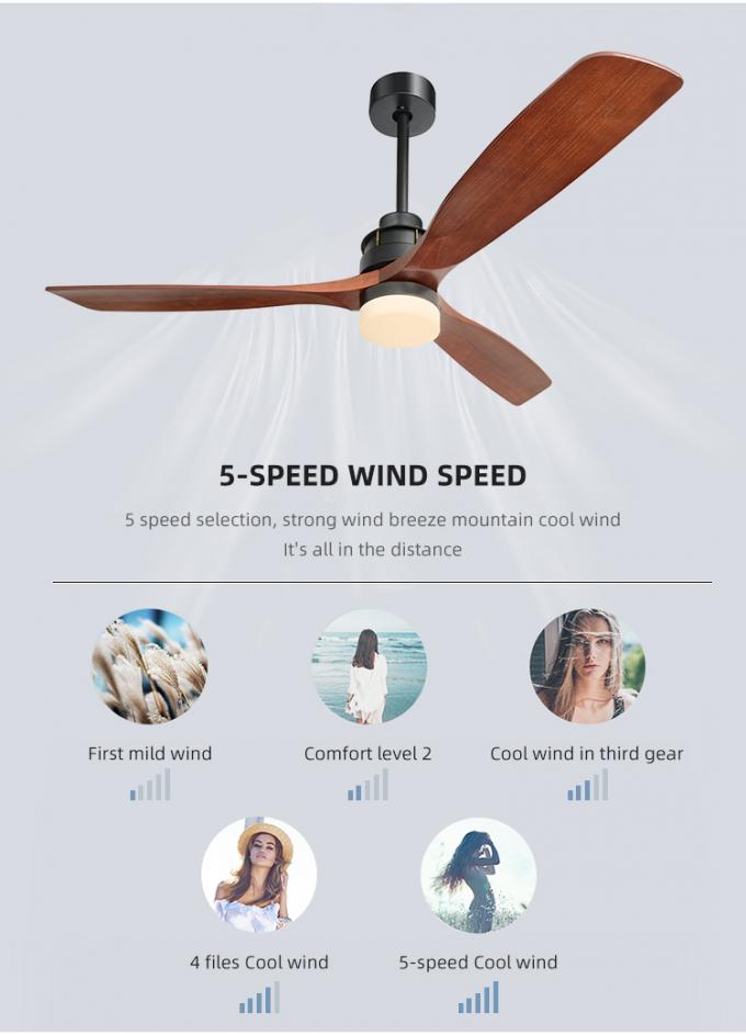 Polegadas ajustável decorativa 3Blade do ar frio da forma moderna as 60 conduziram a luz do fã de teto