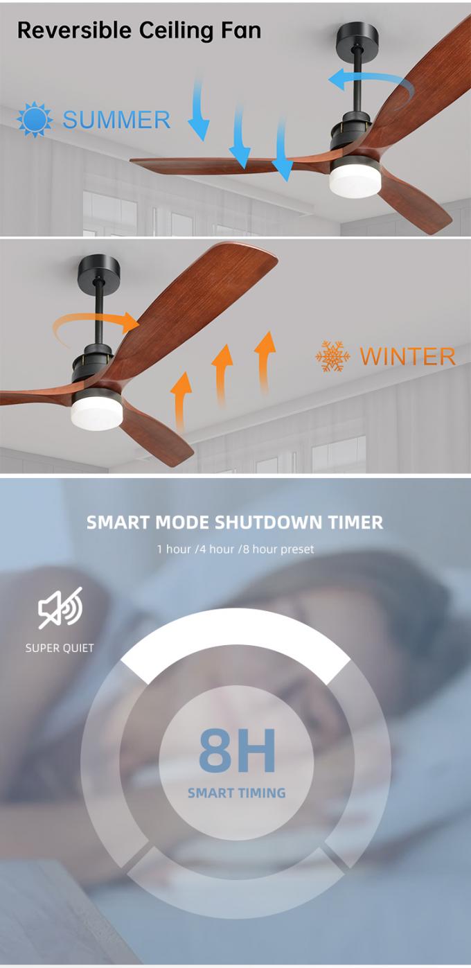 Polegadas ajustável decorativa 3Blade do ar frio da forma moderna as 60 conduziram a luz do fã de teto
