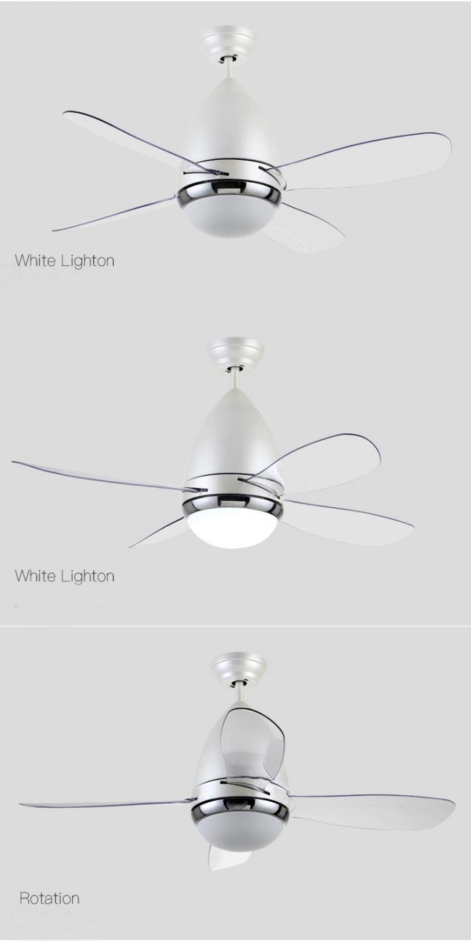 Fã de teto de controle remoto do diodo emissor de luz da lâmina transparente nórdica do ABS do estilo do sótão com luz