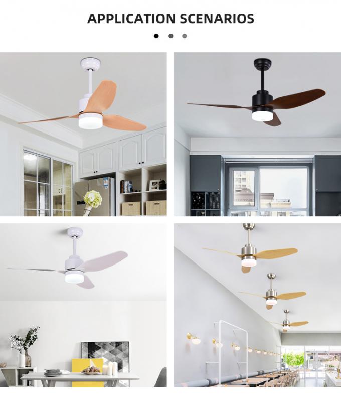 Fã de teto conduzido interno residencial da decoração simples moderna de 3 lâminas do ABS do ferro com luz
