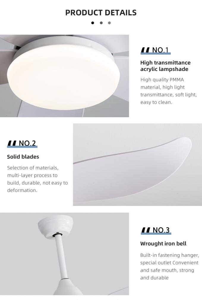 Fã de teto grande de controle remoto interno decorativo de 47 polegadas das lâminas extravagantes naturais do ABS 5 do ferro do estilo com luz