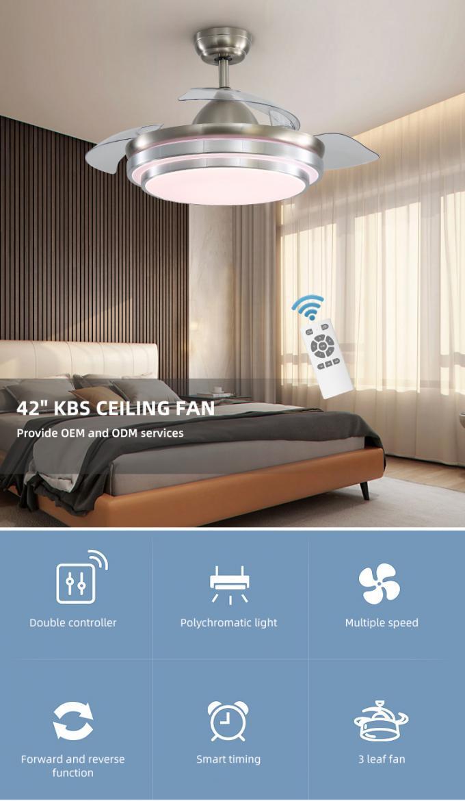 As lâminas internas decorativas do quarto 42Inch 3 do ABS brilhante super do ferro conduziram o fã de teto com luz