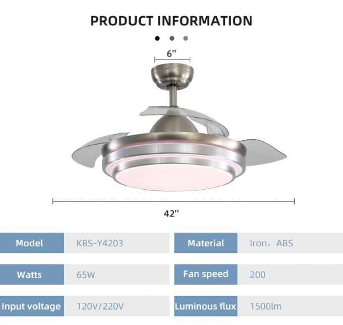 As lâminas internas decorativas do quarto 42Inch 3 do ABS brilhante super do ferro conduziram o fã de teto com luz