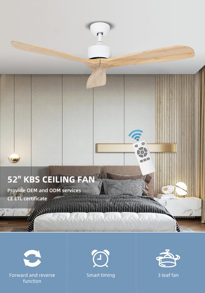 Fã de teto conduzido interno da sala de visitas decorativa quente das lâminas da madeira maciça 52Inch 3 do ferro da venda