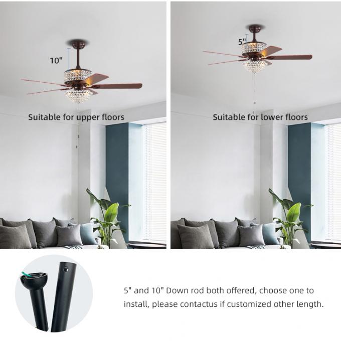 Luz conduzida industrial interna decorativa do fã de teto das lâminas brilhantes super do ferro 52Inch 5