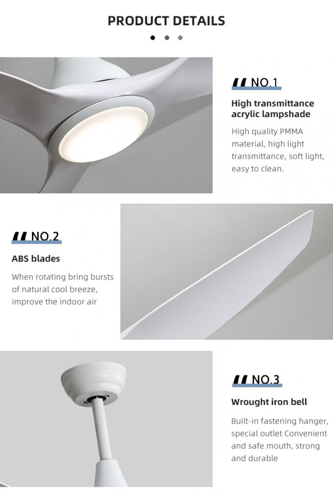 O restaurante decorativo da casa das lâminas fáceis do ABS 52Inch 3 do ferro da instalação conduziu a luz do fã de teto