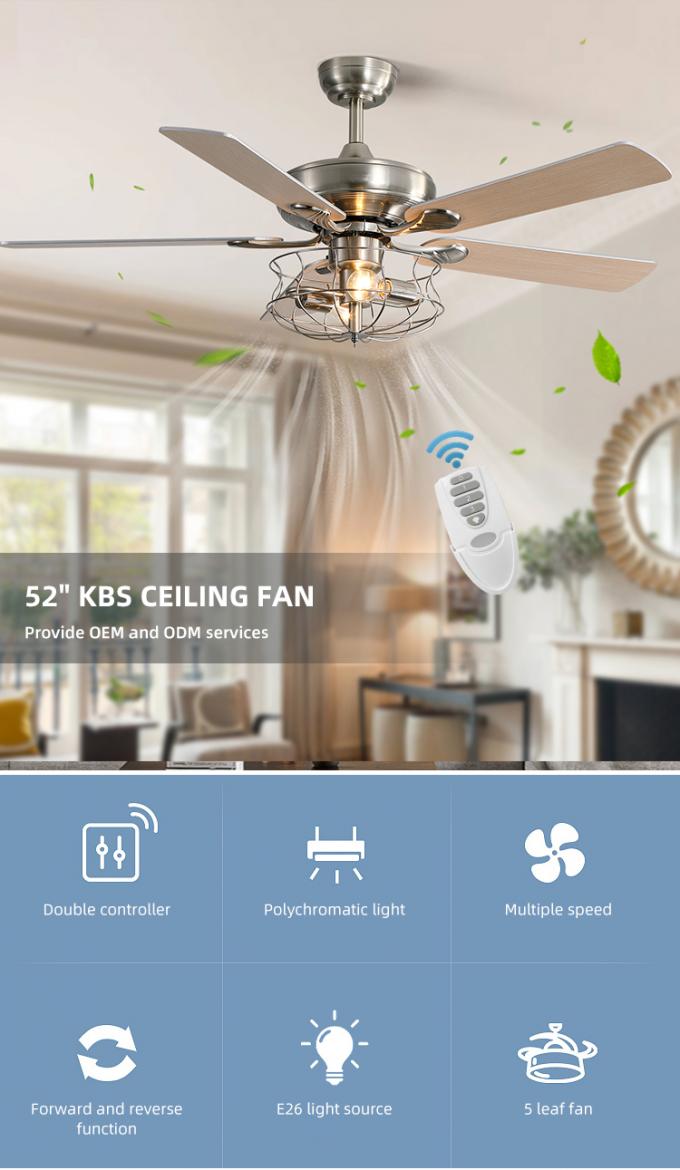 Fã de teto moderno do candelabro de Matte Brown Decor Livingroom 52Inch do estilo europeu com luz