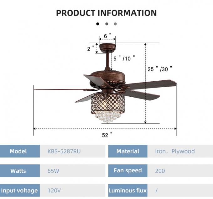 Fã de teto conduzido da casa do produto 52Inch restaurante decorativo de controle remoto popular com luz