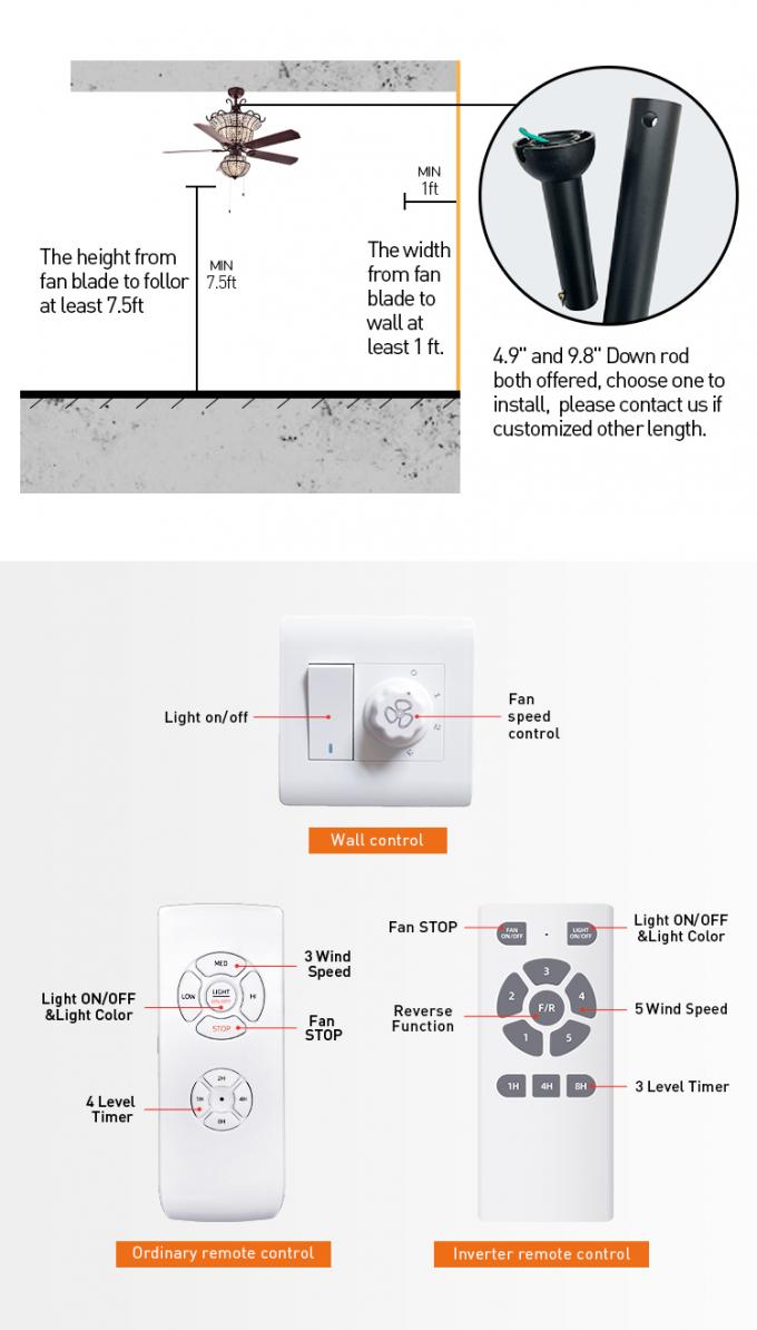 Luz luxuosa do diodo emissor de luz de Crystal Ceiling Fan With do candelabro da fabricação da profissão