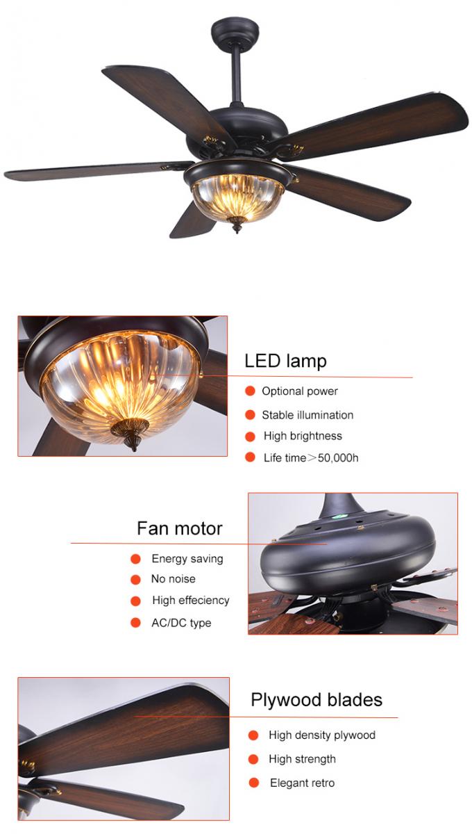 Westing abriga 52cm fã de teto especial decorativo da casa de 5 lâminas e de 3 abajures com luz